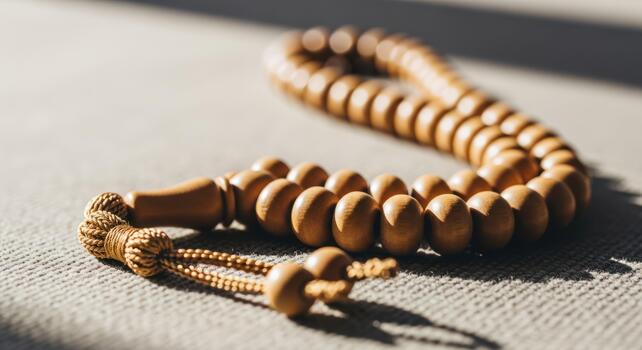 Wooden tasbeeh with gold tassel